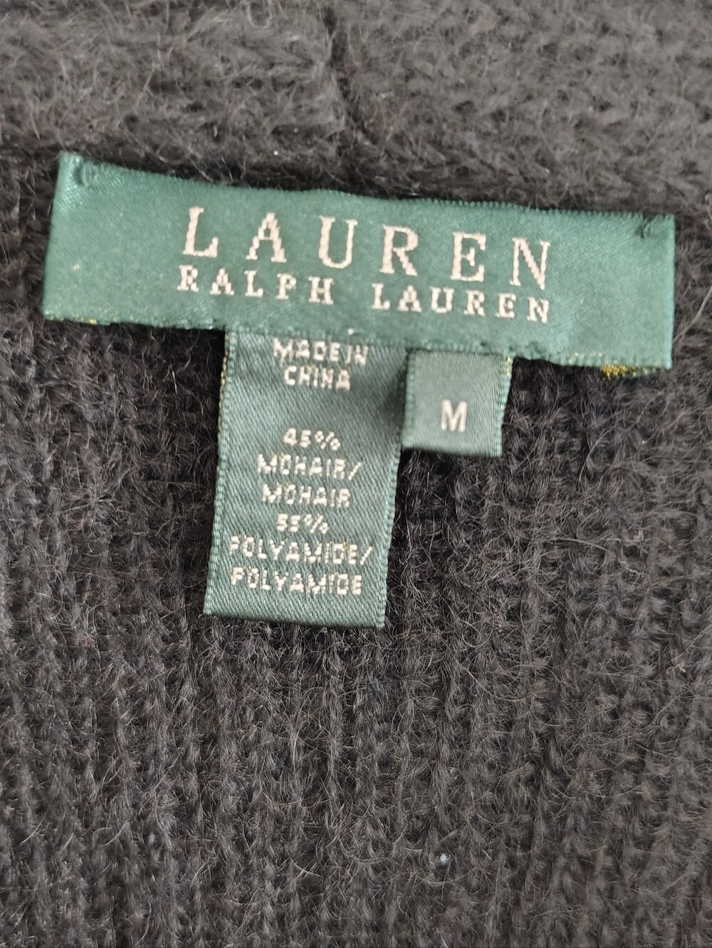 Lauren Ralph Lauren Black Shawl-Collar Cardigan with Decorative Clasp Accent M - Picture 8 of 8